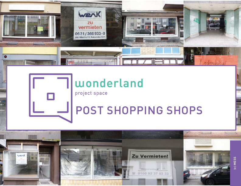 a collage of empty shops in Kaiserslautern and the title of the project space workshop